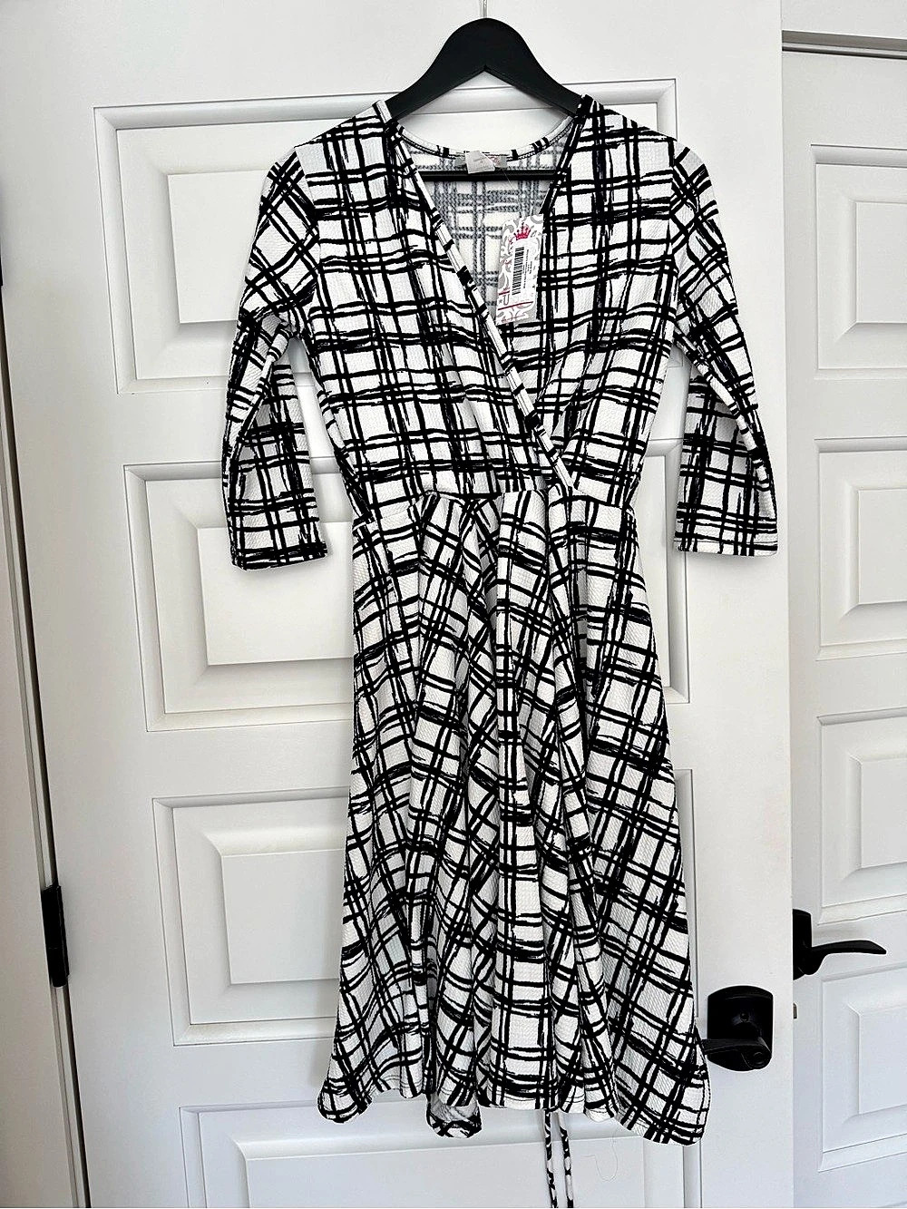 Pretty You London Checkered Midi Dress in White & Black Size Medium NWT